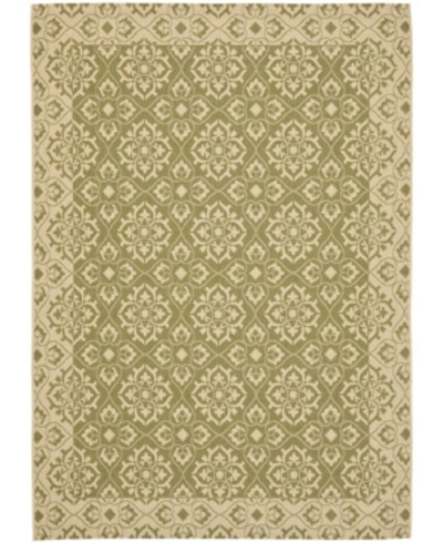 Safavieh Courtyard Cy6550 Green And Creme 6'7" X 9'6" Outdoor Area Rug