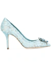 Dolce & Gabbana Taormina-lace Crystal-embellished Pumps In Blue