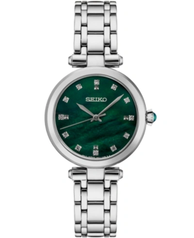 Seiko Women's Diamond (1/8 Ct. T.w.) Stainless Steel Bracelet Watch 30mm In Green