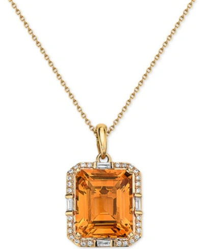 Effy Collection Effy Citrine (1-1/3 Ct. T.w.) & Diamond (1/5 Ct. T.w.) 18" Pendant Necklace In 14k Gold
