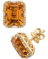 Effy Collection Effy Citrine (6-1/10 Ct. T.w.) & Diamond (1/4 Ct. T.w.) Stud Earrings In 14k Gold In Citrine