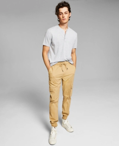 And Now This Men's Regular-fit Twill Drawstring Cargo Pants, Created For Macy's In Khaki
