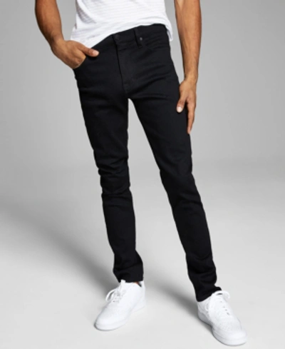 And Now This Pearson Mens Ripped Dark Wash Skinny Jeans In Black Rinse