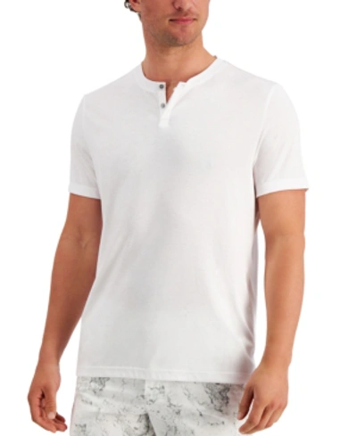 Alfani Men's Stretch Solid, Henley T-shirt, Created For Macy's In Bright White