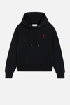 Ami Alexandre Mattiussi Ami De Caur Cotton Hoodie In Black
