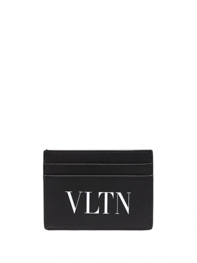 Valentino Garavani Vltn-print Leather Cardholder In Schwarz