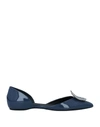 Roger Vivier Ballet Flats In Slate Blue