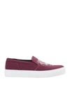 Kenzo Women's Fuchsia Cotton Slip On Sneakers In Maroon