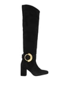 Pinko Laetitia Thigh-high Suede Heel Boots In Black