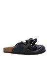 Jw Anderson Chain-trimmed Leather Slippers In Black