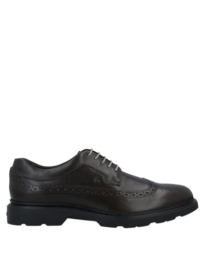 Hogan Lace-up Shoes In Dark Brown