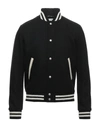 Saint Laurent Teddy Logo Patch Wool Blend Bomber Jacket In Black