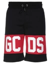 Gcds Logo-band Cotton Shorts In Black