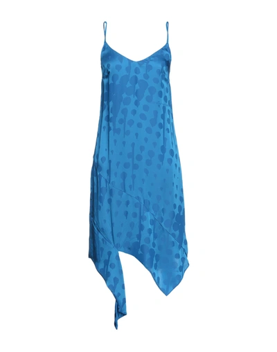 Off-white Woman Midi Dress Azure Size 4 Acetate, Viscose In Blue