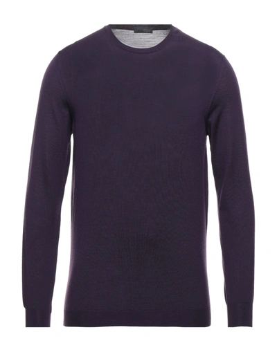 Drumohr Man Sweater Dark Purple Size 38 Super 140s Wool In Purple