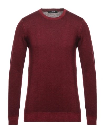 Alpha Studio Sweaters In Maroon