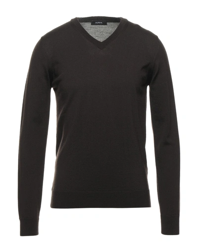 Alpha Studio Sweaters In Dark Brown