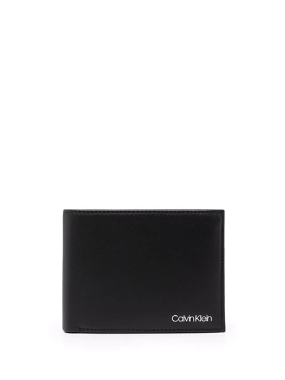 Calvin Klein Leather Bifold Wallet With Logo In Black
