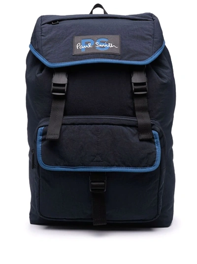Ps By Paul Smith Logo-patch Backpack In Blau