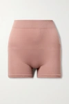 Skims Ribbed High-rise Stretch-jersey Shorts In Pink