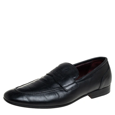 Pre-owned Valentino Garavani Black Leather Slip On Loafers Size 40