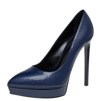 Pre-owned Saint Laurent Blue Leather Janis Pumps Size 39