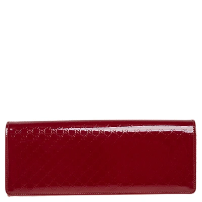 Pre-owned Gucci Ssima Patent Leather Broadway Clutch In Red