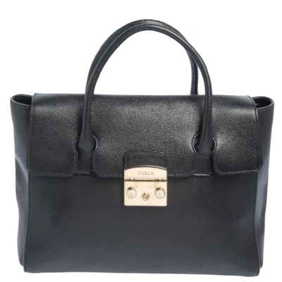 Pre-owned Furla Black Leather Large Metropolis Tote