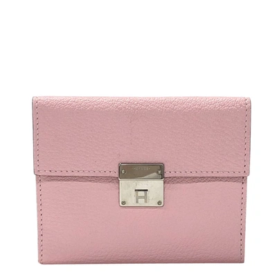 Pre-owned Hermes Pink Leather Clic Mini Card Wallet