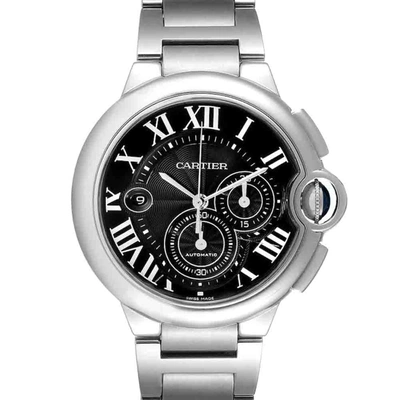 Pre-owned Cartier Black Stainless Steel Ballon Bleu Xl Chronograph W6920077 Men's Wristwatch 44 Mm
