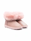 Monnalisa Teen Faux-fur Trimmed Ankle Boots In Pink