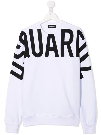 Dsquared2 Kids' Contrasting Logo Sweatshirt In White