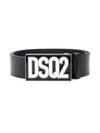 Dsquared2 Kids' Enamelled-logo Buckle Belt In Black