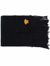 VERSACE EMBROIDERED-MOTIF FRINGED-EDGE SCARF