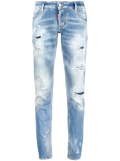 Dsquared2 Blue Distressed-effect Skinny Jeans