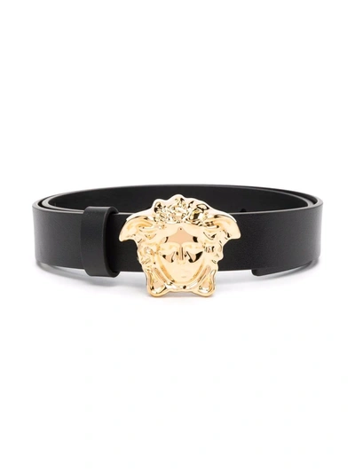 Versace Kids' Medusa 标牌扣环腰带 In Black