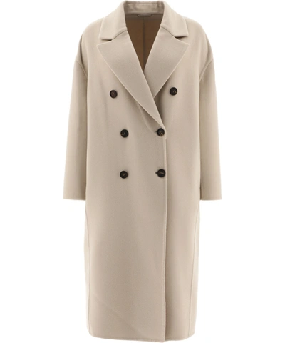 Brunello Cucinelli Double-breasted Cashmere Coat In Brown