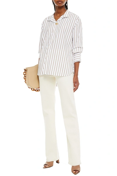 Frame Striped Cotton-blend Poplin Shirt In White