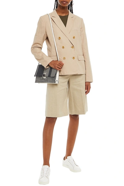James Perse Double-breasted Cotton Blazer In Beige