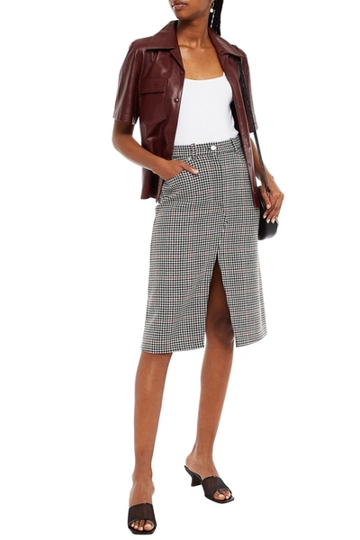 Maje Joldita Houndstooth Woven Skirt In Grey
