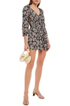 Maje Isley Wrap-effect Printed Satin Playsuit In Black