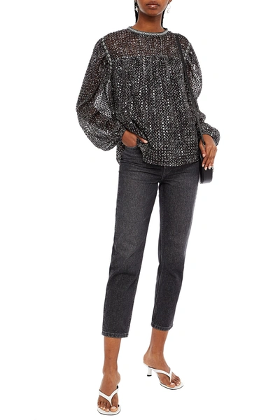 Maje Embellished Organza Blouse In Black