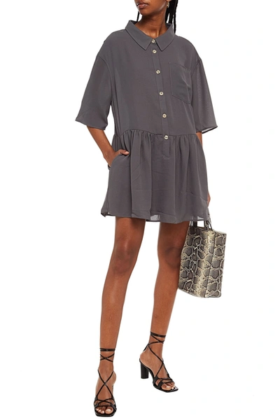 American Vintage Nolan Gathered Crepe Mini Shirt Dress In Anthracite