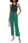 American Vintage Epifun Printed Cotton And Linen-blend Straight-leg Pants In Green