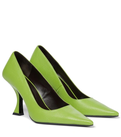 By Far 90mm Viva Grained Leather Pumps In Pistachio