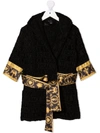 Versace I Love Baroque Hooded Bathrobe In Black