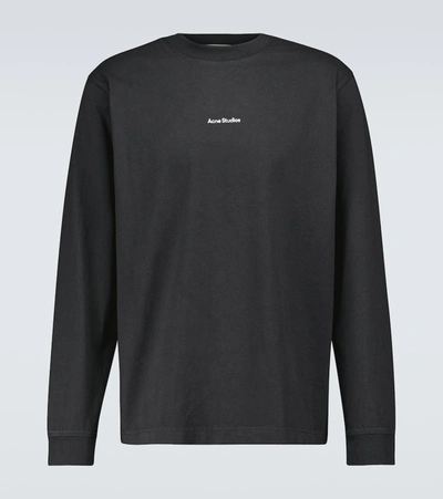 Acne Studios Extorr Logo-print Cotton Long-sleeved T-shirt In Black