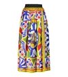 Dolce & Gabbana Carretto Print Pleated Silk Twill Midi Skirt In Multicoloured