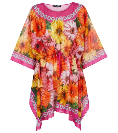 Dolce & Gabbana Pop Floral-print Cotton-voile Kaftan In Multiprint