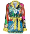 Dolce & Gabbana Carretto-print Belted Pajama Shirt In Multicoloured
